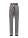 Shop Etro Wide Flare Leg Multi-buttons Jeans In Grey