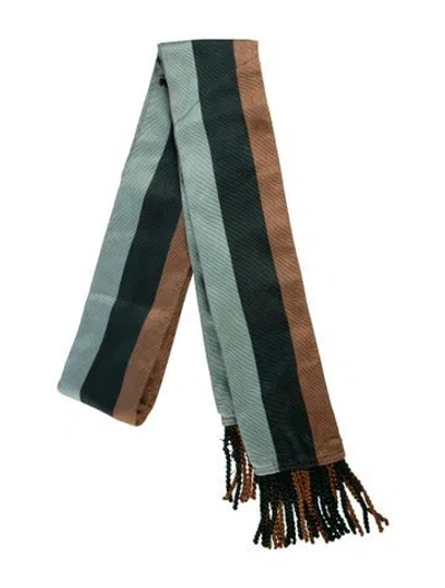 Pre-owned Etro Wide Fringe Trim Accent Waist Belt In Brown/green