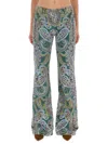 Etro Paisley Print Denim Pants In Green