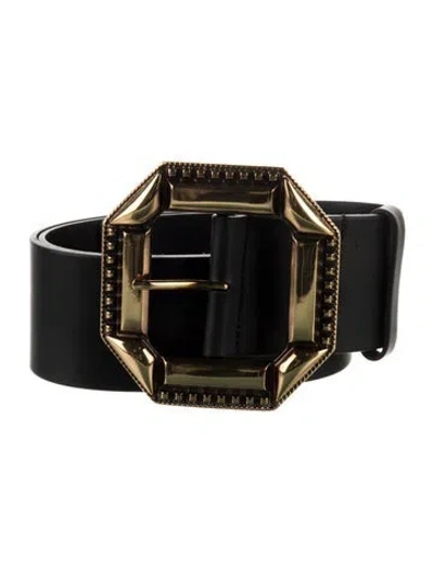 Pre-owned Etro Wide Leather Belt In Black