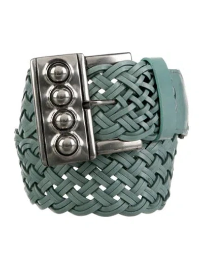 Pre-owned Etro Wide Leather Belt In Blue
