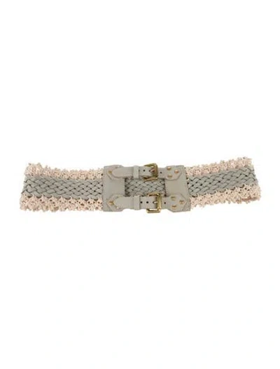 Pre-owned Etro Wide Leather Belt In Neutral