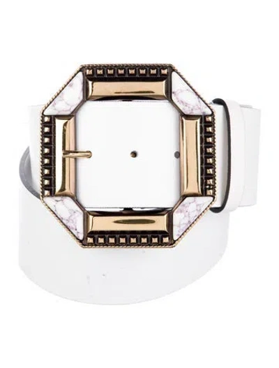 Pre-owned Etro Wide Leather Belt In White