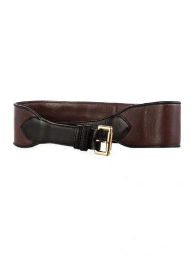Pre-owned Etro Wide Leather Waist Belt In Black