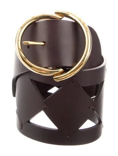 Pre-owned Etro Wide Leather Waist Belt In Black