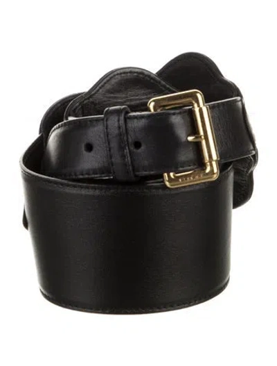 Pre-owned Etro Wide Leather Waist Belt In Black