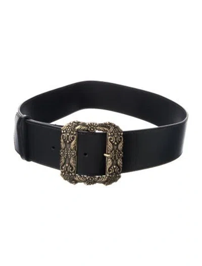 Pre-owned Etro Wide Leather Waist Belt In Black