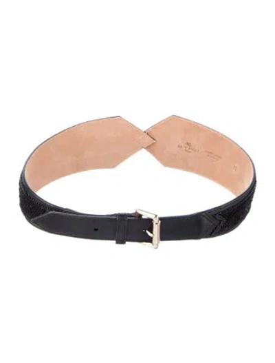 Pre-owned Etro Wide Leather Waist Belt In Black