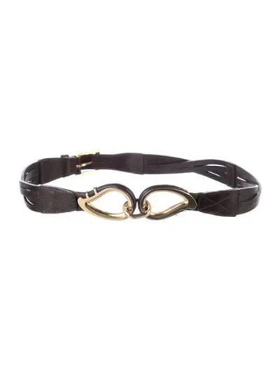 Pre-owned Etro Wide Leather Waist Belt In Brown