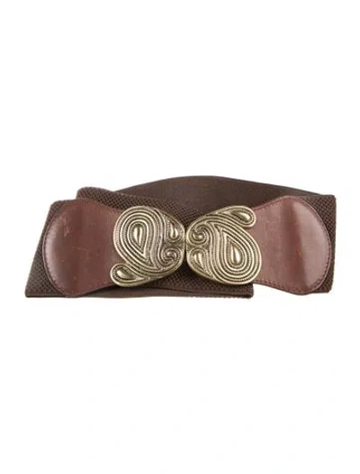 Pre-owned Etro Wide Leather Waist Belt In Brown