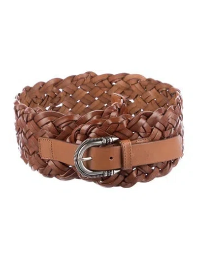 Pre-owned Etro Wide Leather Waist Belt In Brown