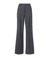 Etro Grey Wide Pants With Concealed Closure In Wool Blend Woman