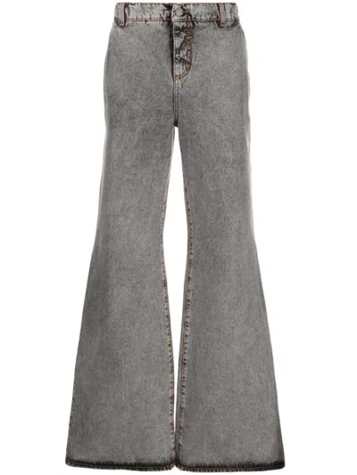 Etro Logo-embroidered Basic Flared Jeans In Gray