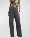 Etro Wide Leg Jeans With Belt Loops And Contrast Stitching In Combined Variant 3