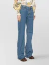 Etro Wide-leg Denim Jeans Contrast Stitching In Blue