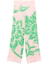 Etro Wide-leg Floral Pants In Viscose And Silk Blend In Green