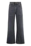Etro Wide Leg Jeans With Belt Loops And Contrast Stitching