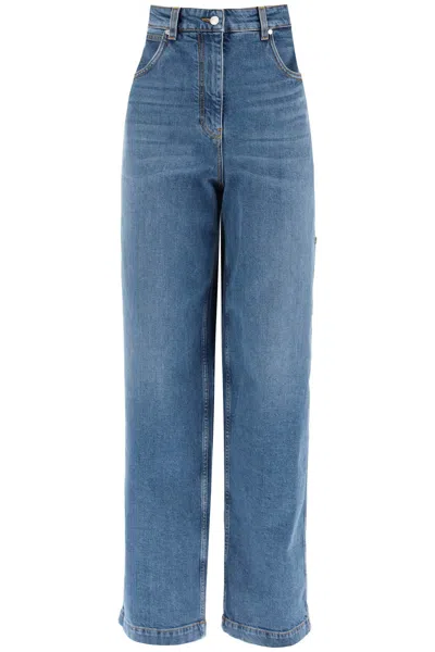 Etro Logo-appliqué Wide-leg Jeans In Blue