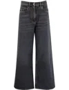 Etro Wide Leg Jeans With Belt Loops And Contrast Stitching In Gray