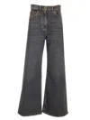 Etro Wide Leg Jeans With Belt Loops And Contrast Stitching In Gray