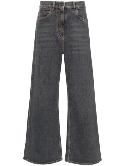 Etro Stretch Denim Baggy Fit Jeans In Gray