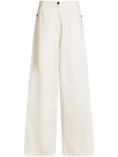Etro Jacquard Wide-leg Jeans In White
