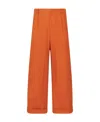 Etro Wide-leg Cotton Blend Trousers With Pleated Front In Orange