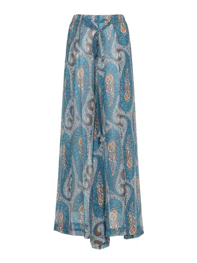 Etro Wide Leg Pants In Multi