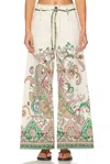 Etro Paisley Print Wide-leg Pants In Print On White Base