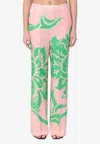 Etro Wide-leg Floral Pants In Viscose And Silk Blend In Pink