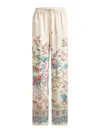 Etro Women White Pants With Elastic Drawstring Waist And All-over Floral Print In Tech Fabric Woman In Neutral