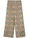 Etro Wide-leg Trousers With Floral-geometry Pattern In Brown