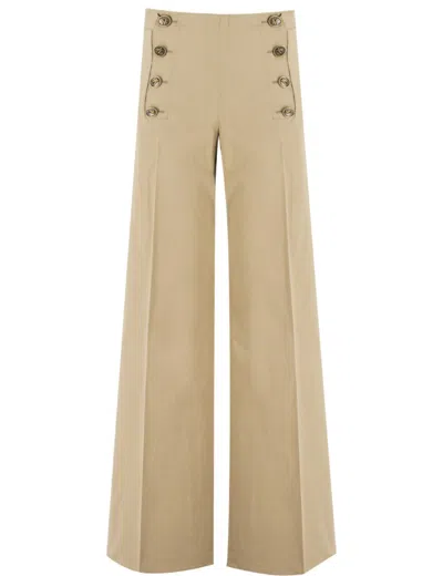Etro Wide-leg Trousers With High Waist In Neutrals