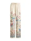 Etro Wide-leg Trousers With Placed Flora And Fauna Print In Multi