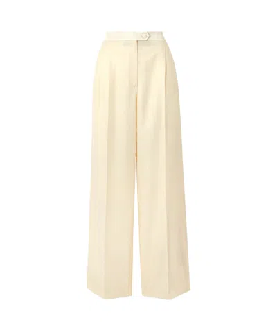 Etro Pleated Cotton And Wool-blend Jacquard Wide-leg Pants In Ivory