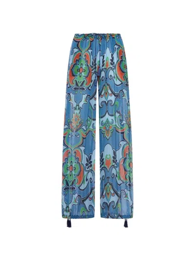 Etro Women Wide Pants With Tassels In Multi