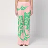 Etro Wide Printed Trousers In Silk Blend In Pink