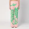 Etro Wide Printed Trousers In Silk Blend In Pink