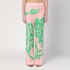 Etro Wide Printed Trousers In Silk Blend In Purple
