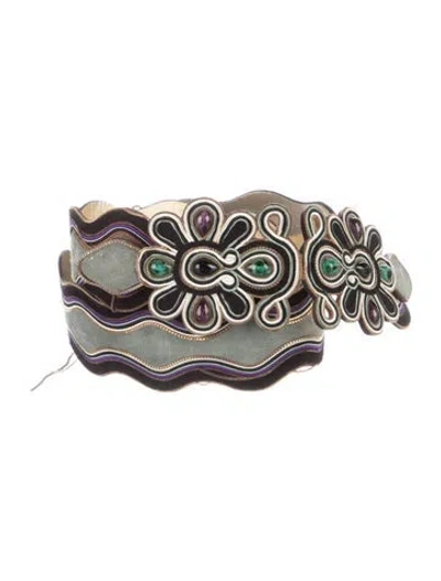 Pre-owned Etro Wide Suede Waist Belt In Black