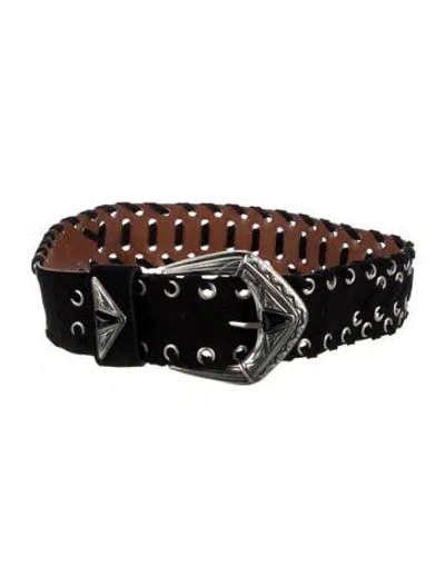 Pre-owned Etro Wide Suede Waist Belt In Black