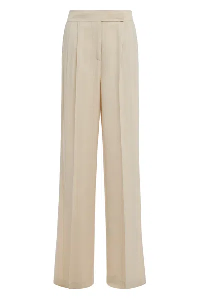 Etro Wide-leg High-waisted Pants With Front Pleats In Neutral