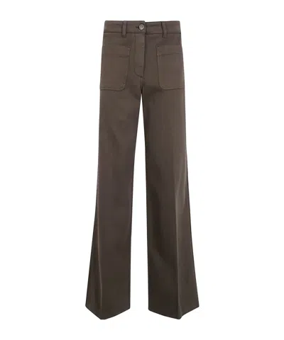 Etro Wide-leg Stretch-cotton Denim Jeans In Dark Olive