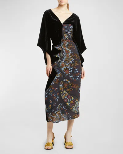 Etro Paisley Contrasting Print Dress In X0810