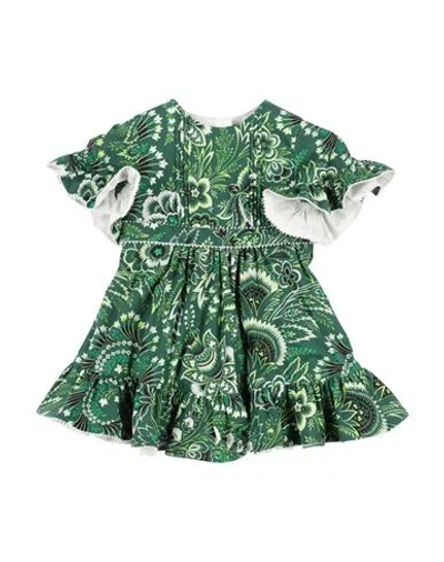 Etro Woman Baby Dress Green Size 9 Cotton
