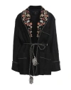 ETRO ETRO WOMAN BLAZER BLACK SIZE 14 WOOL, VISCOSE, SILK, COTTON, METALLIC FIBER