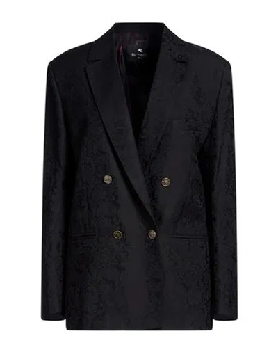 Etro Woman Blazer Black Size 4 Cotton, Wool