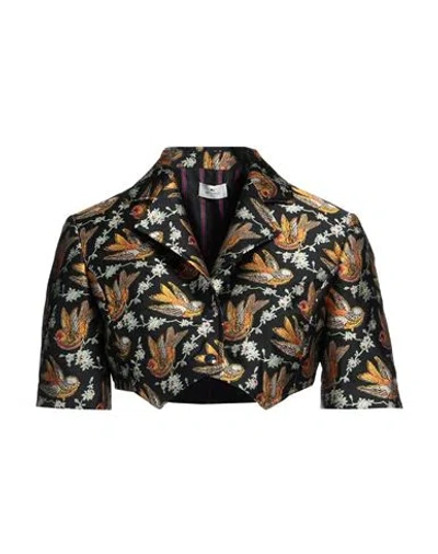 Etro Woman Blazer Black Size 8 Polyester In Multi