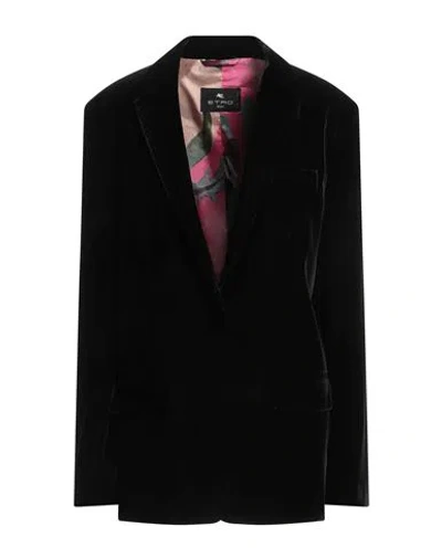 Etro Woman Blazer Black Size 8 Polyester, Elastane