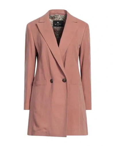 Etro Woman Blazer Blush Size 10 Linen, Silk In Pink